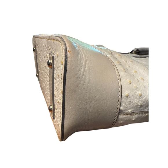 Dooney and Bourke Ostrich Shoulder or Handbag White Taupe Leather - Picture 6 of 16